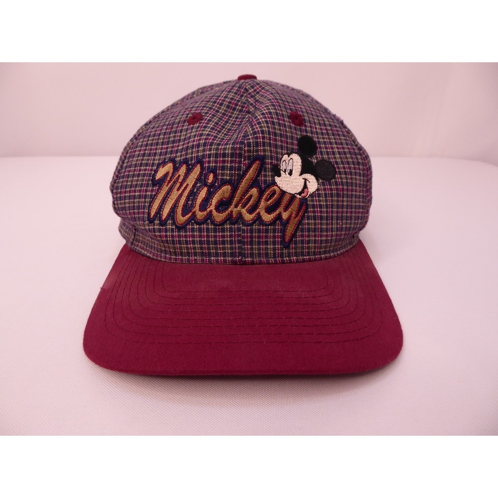 VTG Mickey Unlimited Disney Mickey Mouse Plaid Strapback Hat Cap